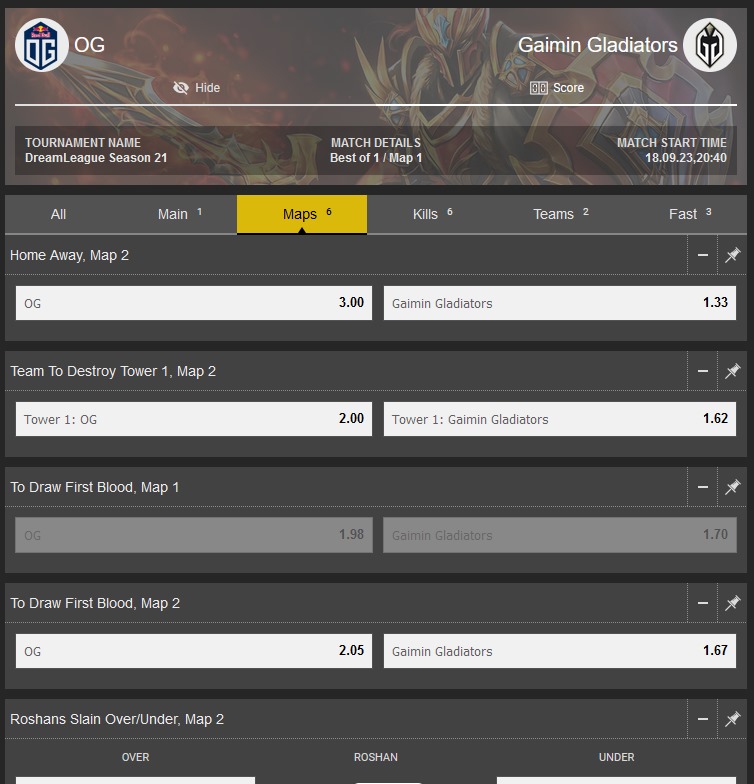 Egy példa egy DOTA 2 találkozóra