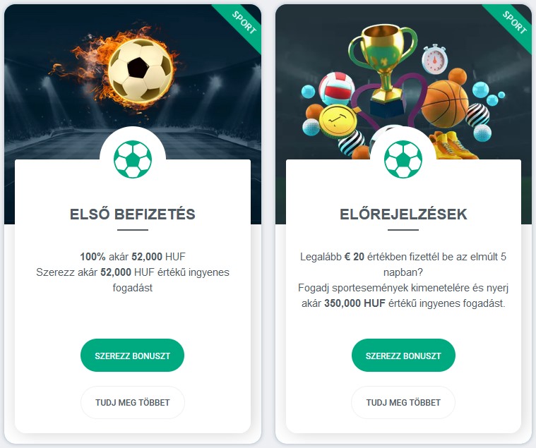 A sportfogadásra vonatkozó promóciós ajánlatok